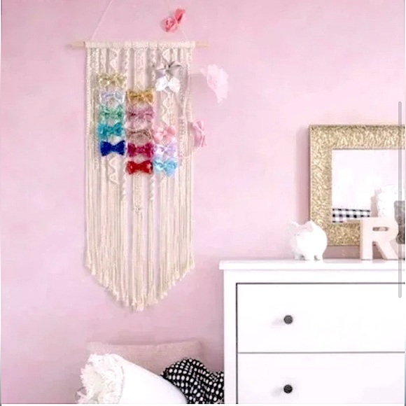 🆕Macrame BÖHÖ Hair Bows_Ties_Clips_Headbands Organizer Storage Wall Decor 4Room - Picture 8 of 17
